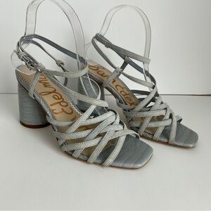 Sam‎ Edelman Blue Leather Croc Daffodil Heels 7.5